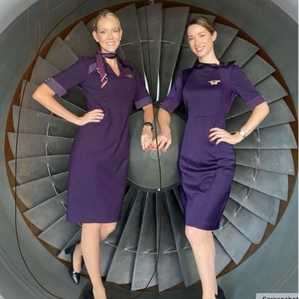 Delta Zac Posen Flight Attendant Uniform Size 16 Petite Purple High Waist
